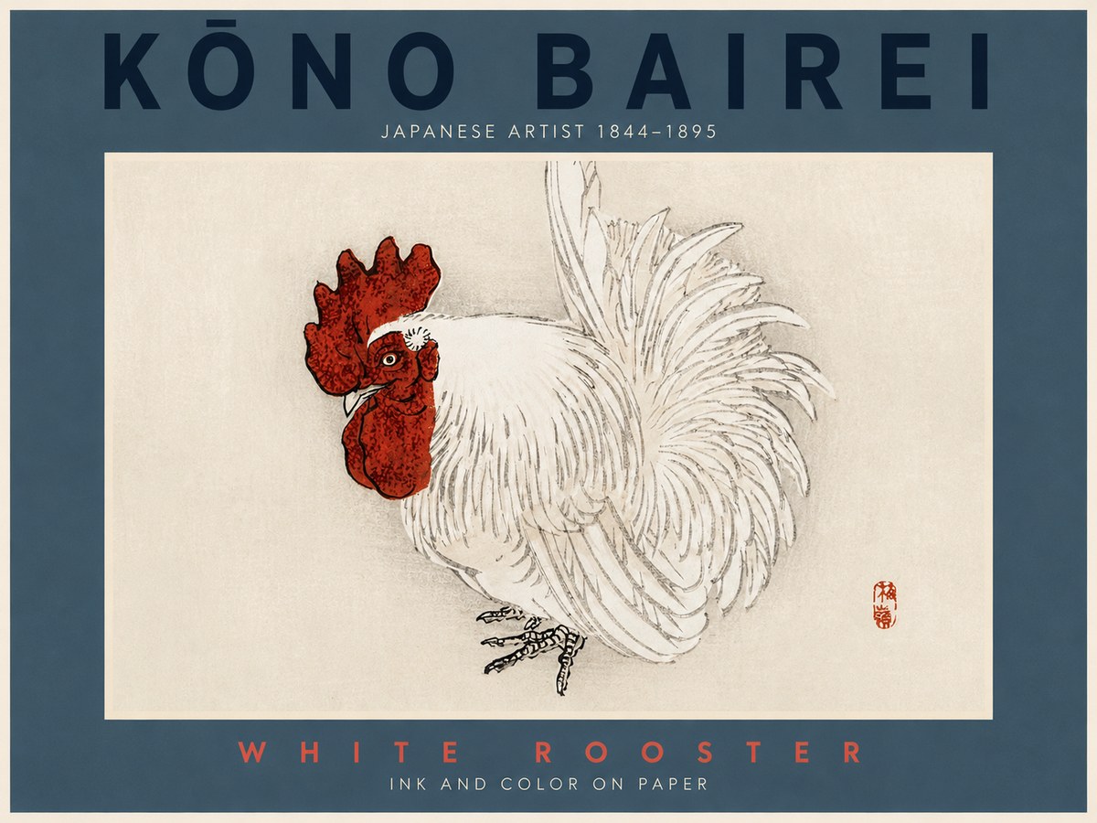 Kōno Bairei White Rooster No2 - Póster