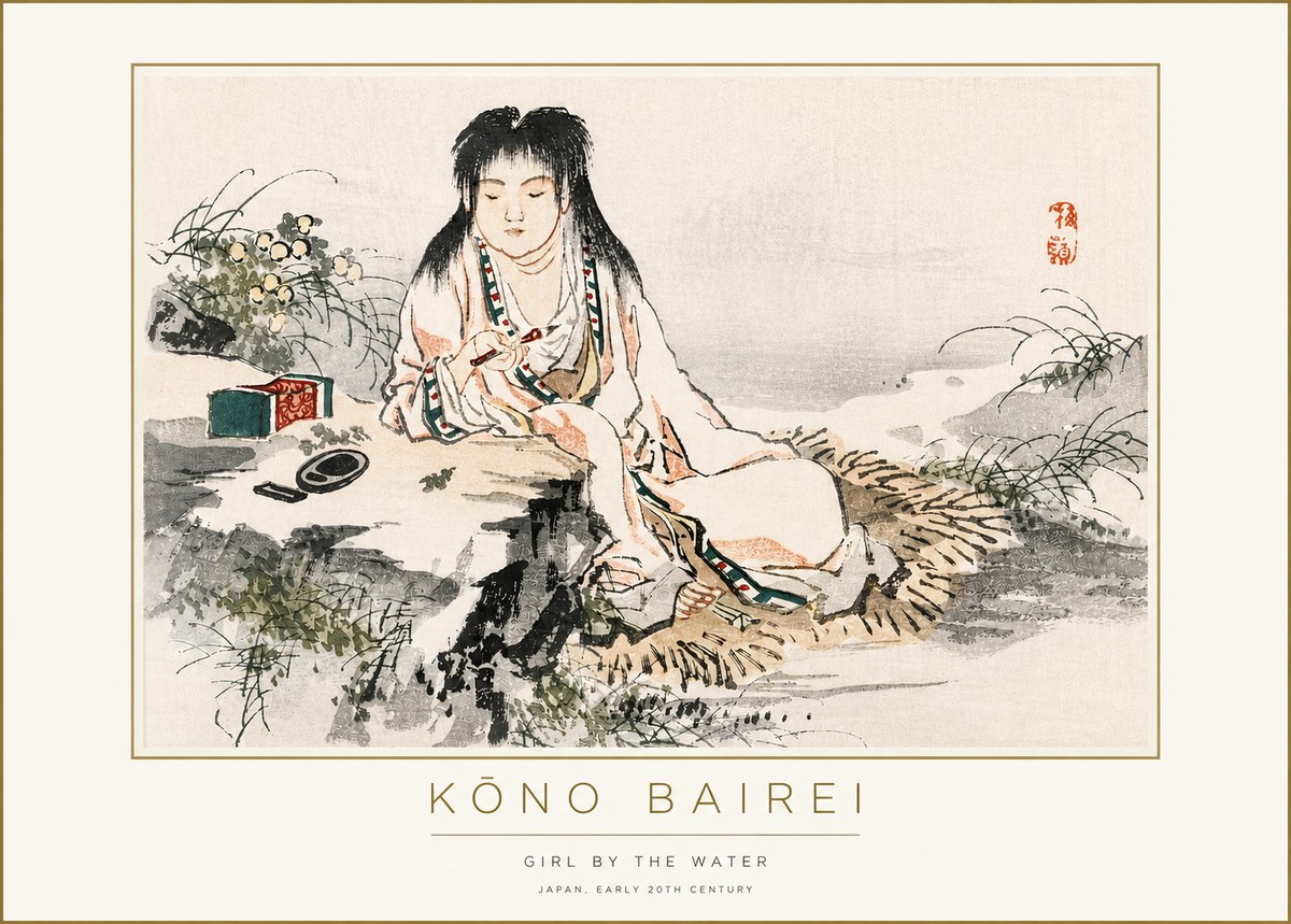 Kōno Bairei Girl by the Water No3 - Póster
