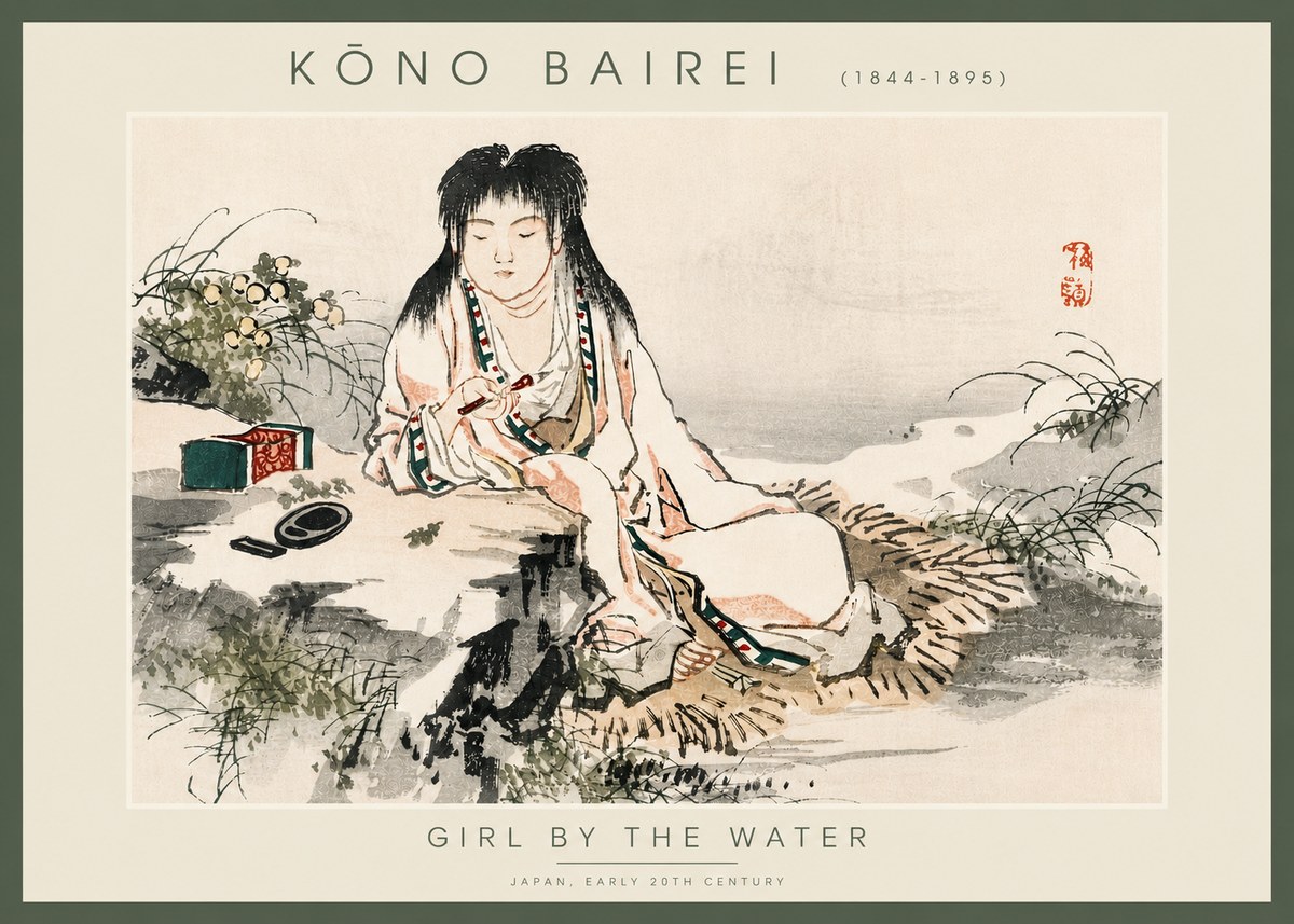 Kōno Bairei Girl by the Water No4 - Póster