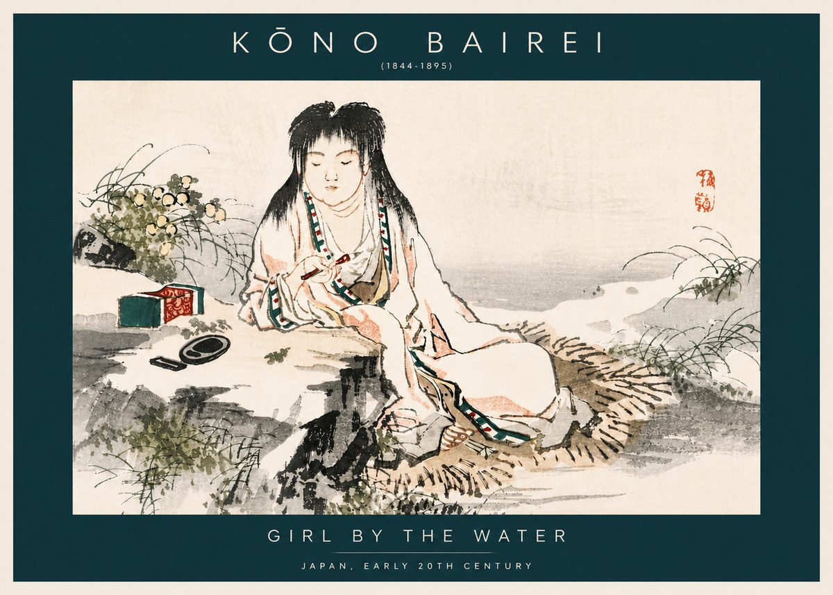 Kōno Bairei Girl by the Water No6 - Póster