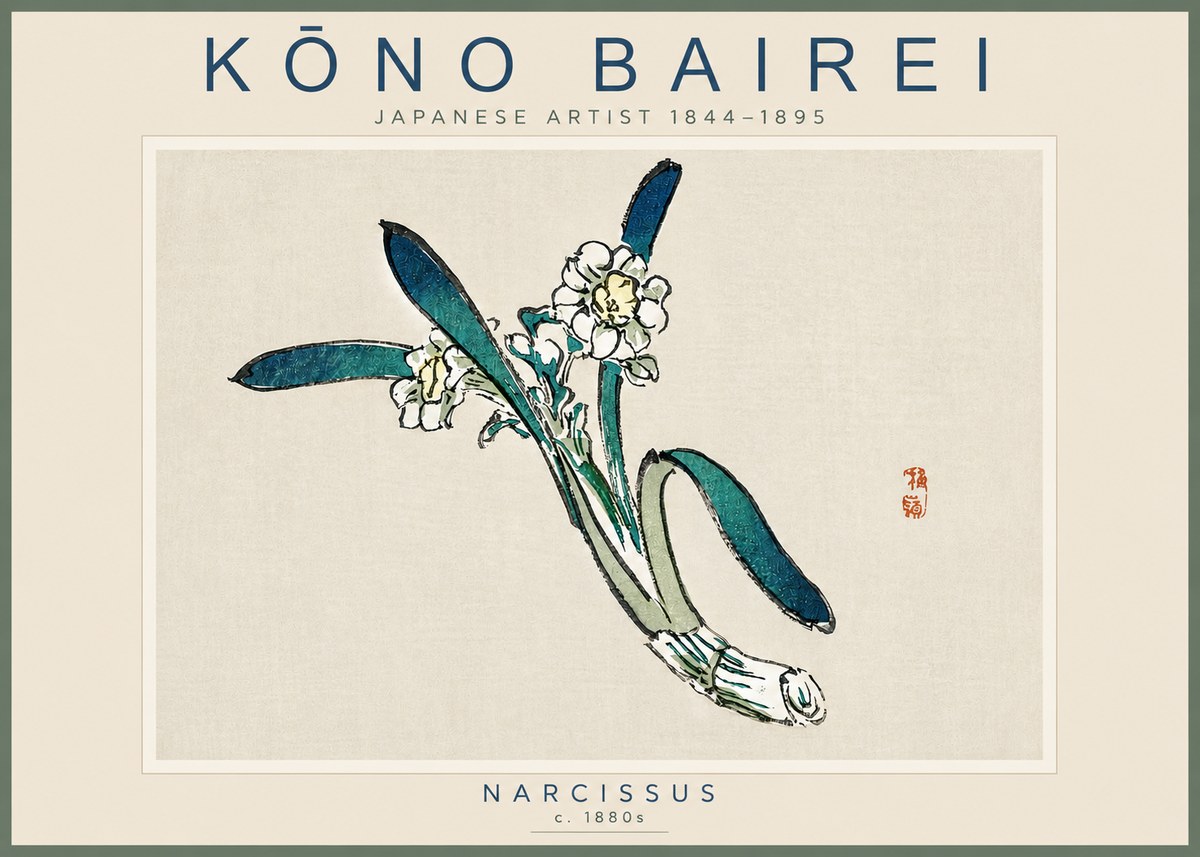 Kōno Bairei Narcissus No3 - Póster