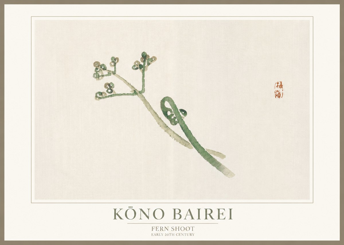 Kōno Bairei Fern Shoot No3 - Póster