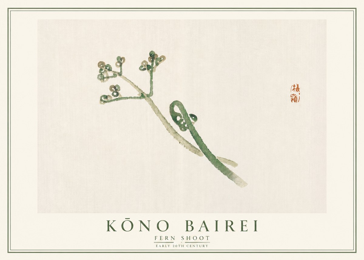 Kōno Bairei Fern Shoot No5 - Póster