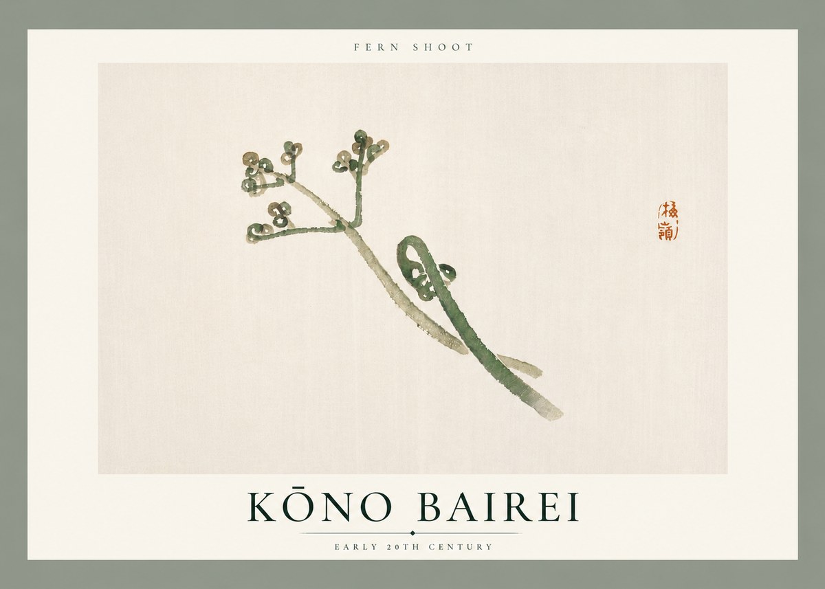 Kōno Bairei Fern Shoot No6 - Póster