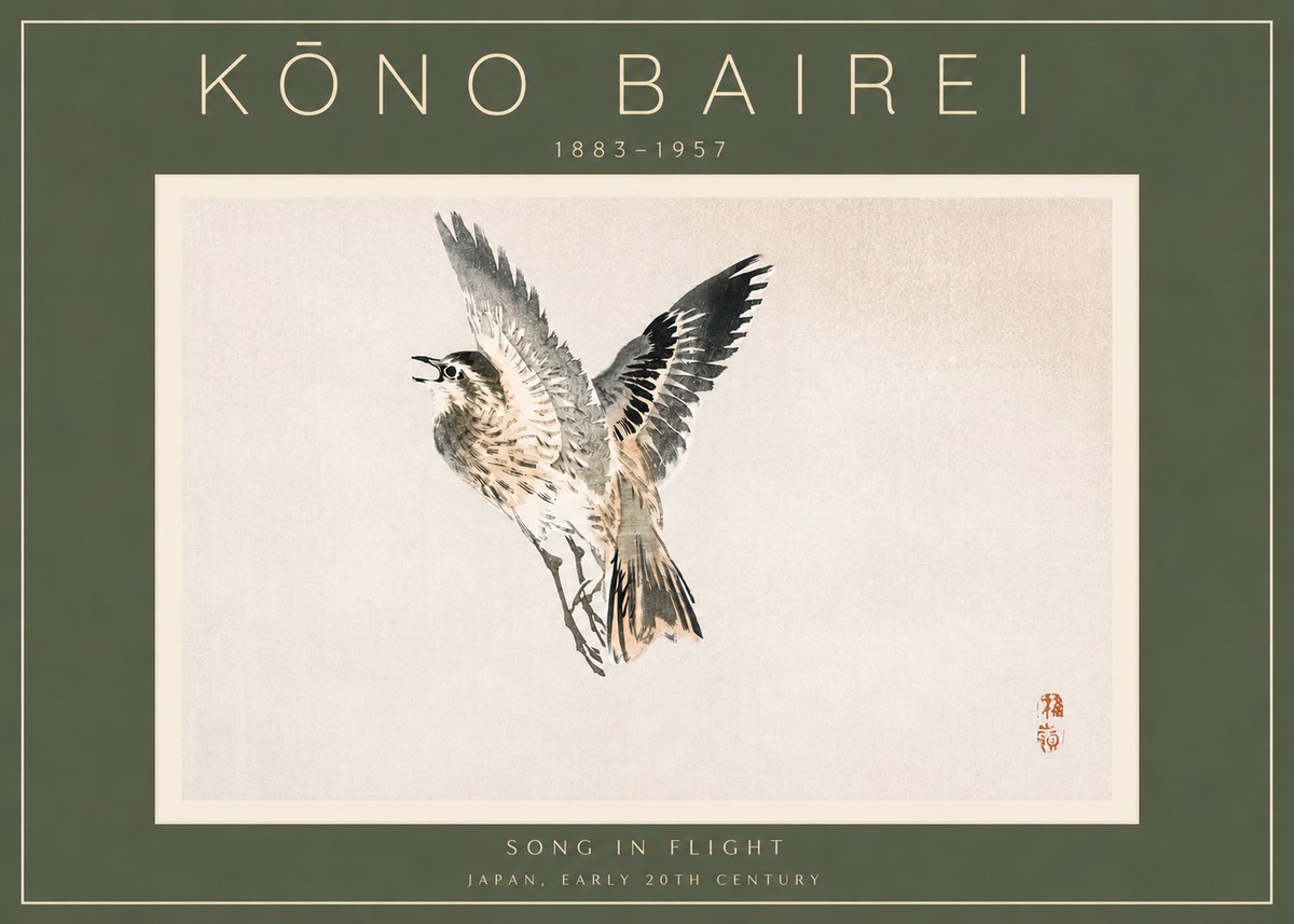 Kōno Bairei Song in Flight No2 - Póster