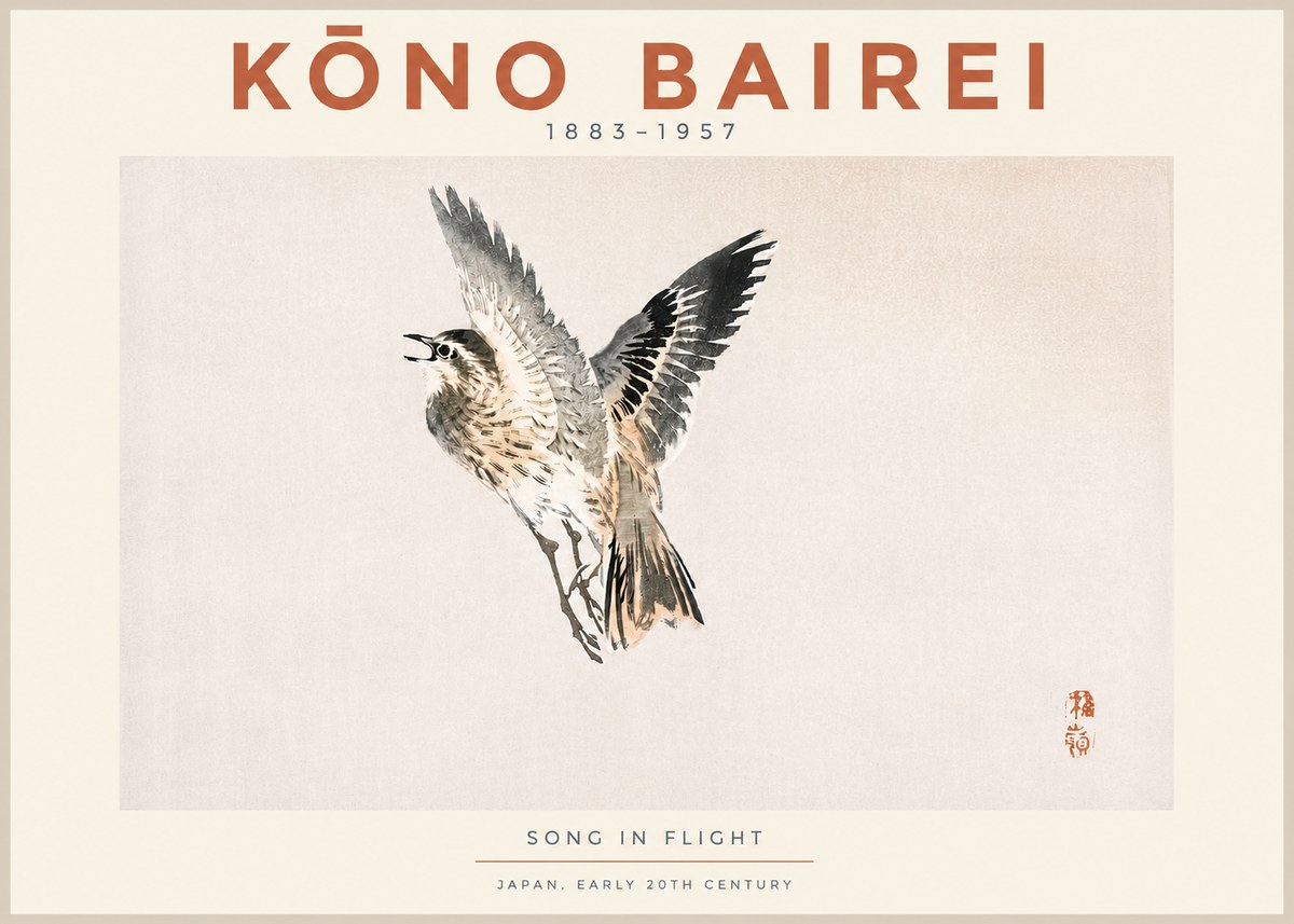 Kōno Bairei Song in Flight No3 - Póster
