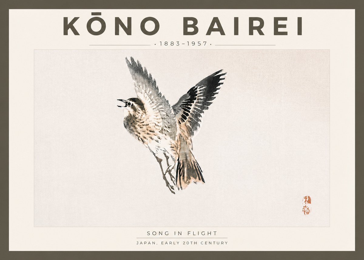 Kōno Bairei Song in Flight No5 - Póster