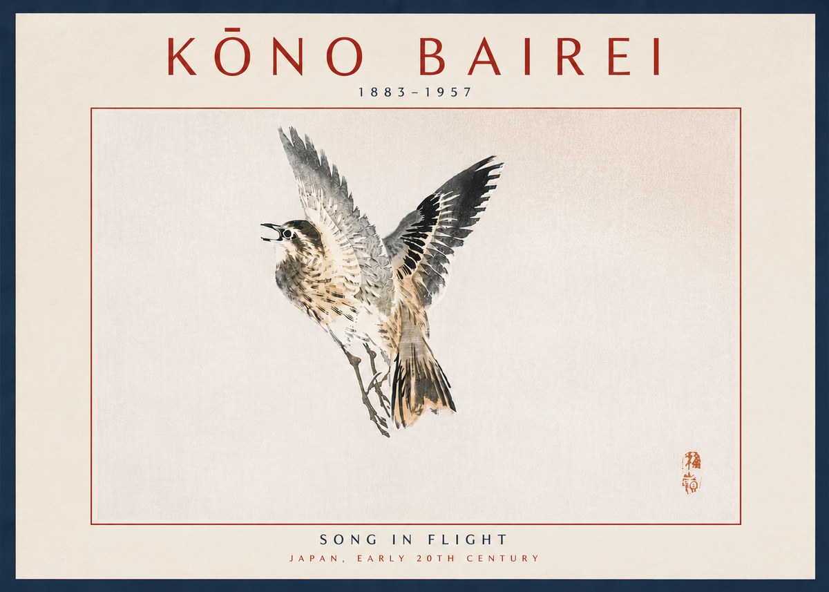 Kōno Bairei Song in Flight No6 - Póster