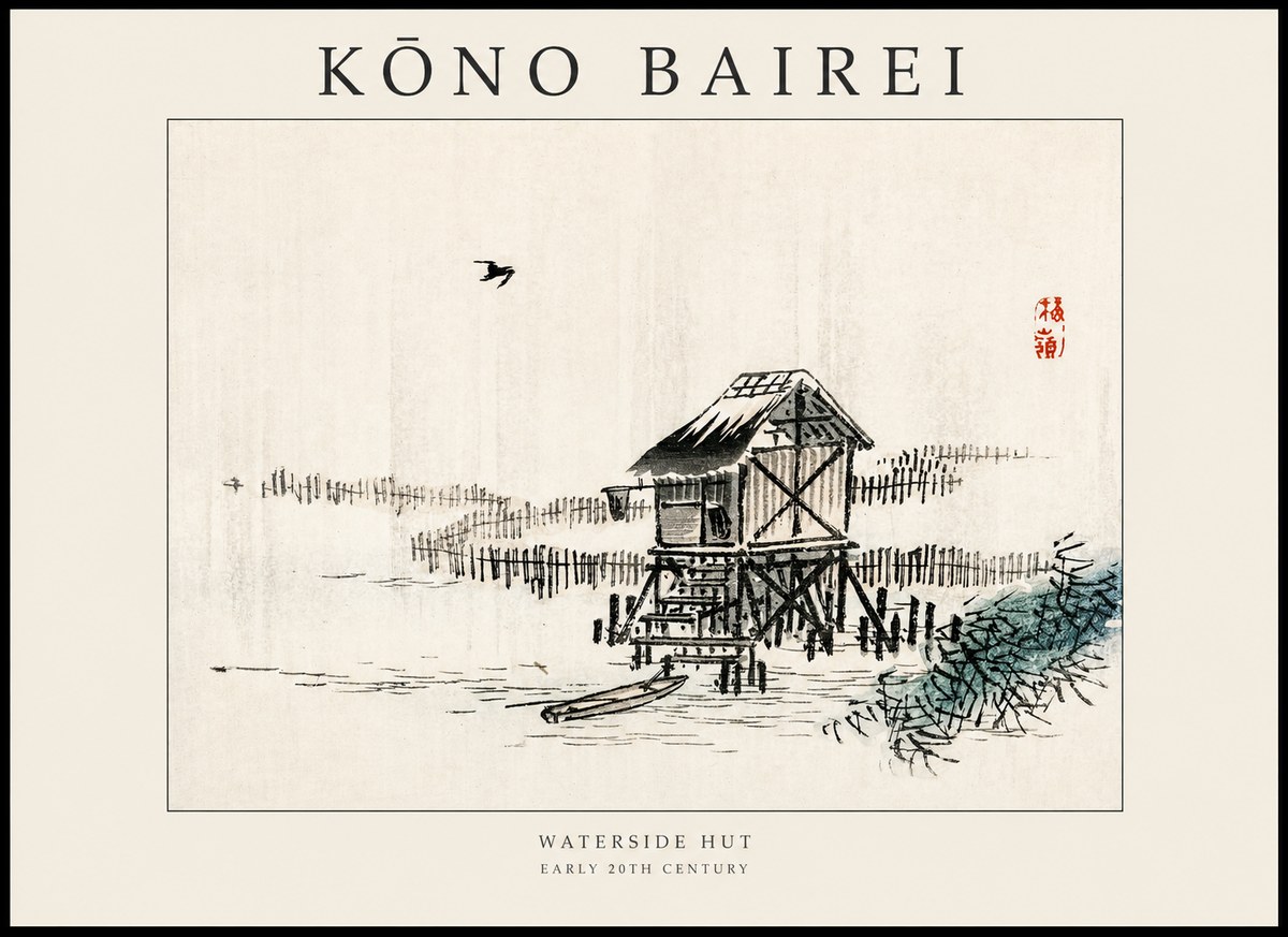 Kōno Bairei Waterside Hut No1 - Póster