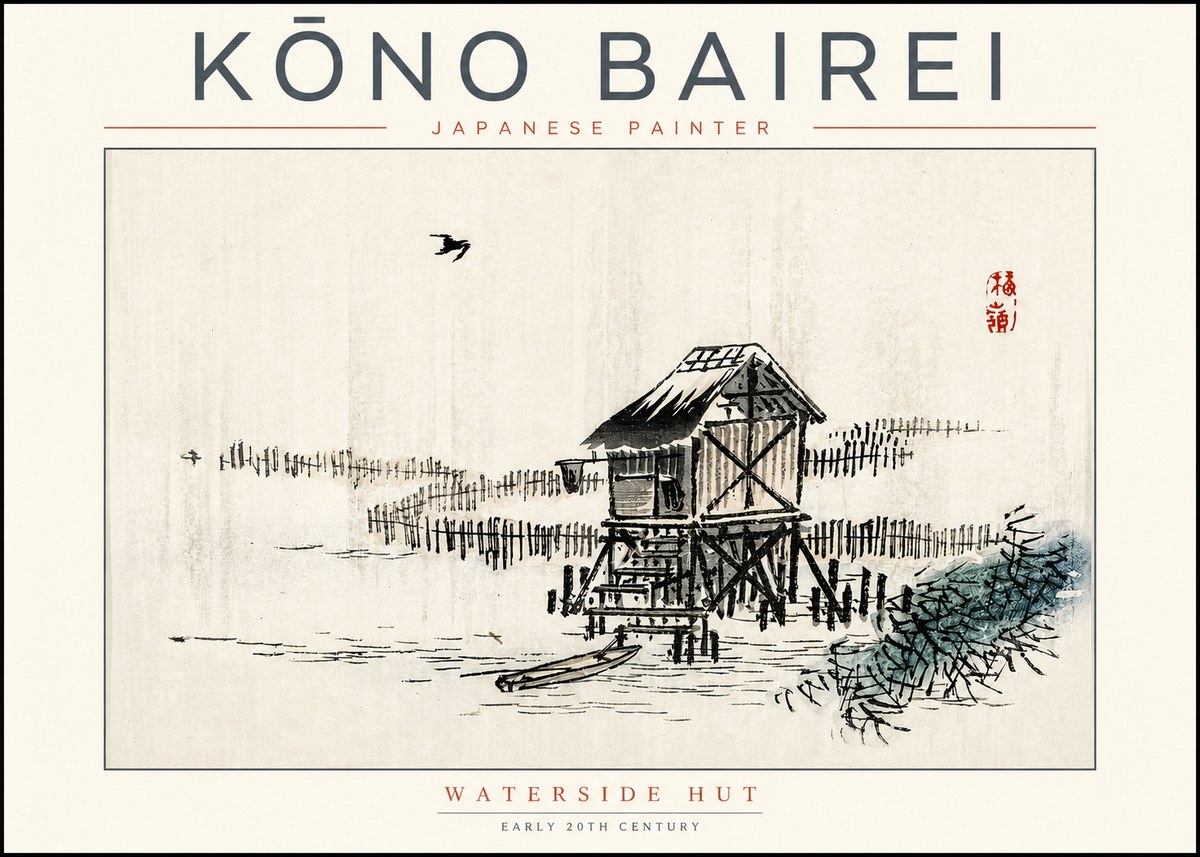 Kōno Bairei Waterside Hut No2 - Póster