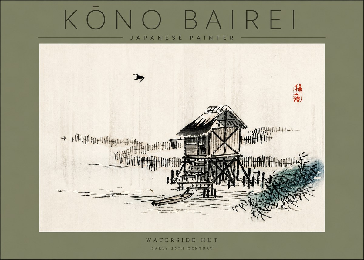 Kōno Bairei Waterside Hut No3 - Póster