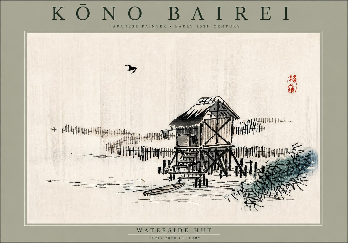 Kōno Bairei Waterside Hut No6 - Póster