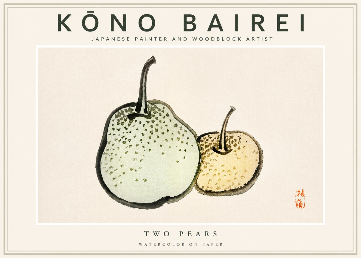 Kōno Bairei Two Pears No4 - Póster