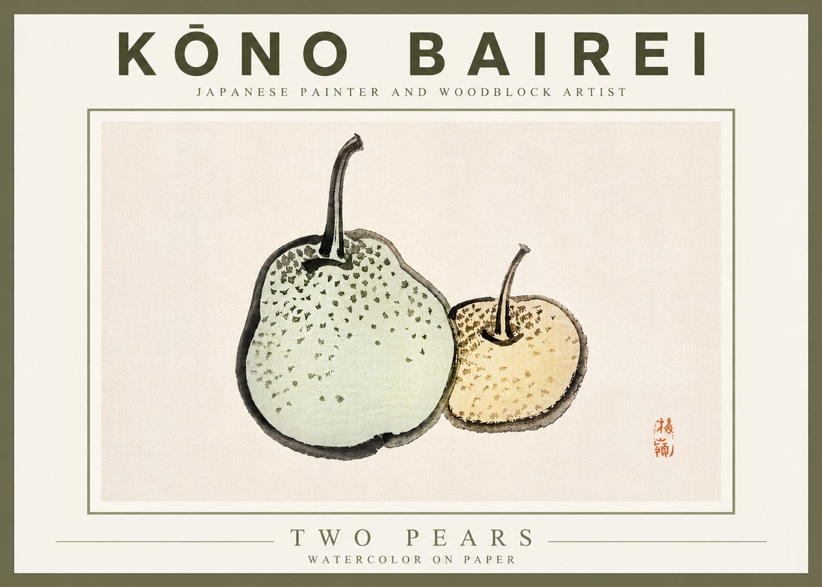Kōno Bairei Two Pears No5 - Póster