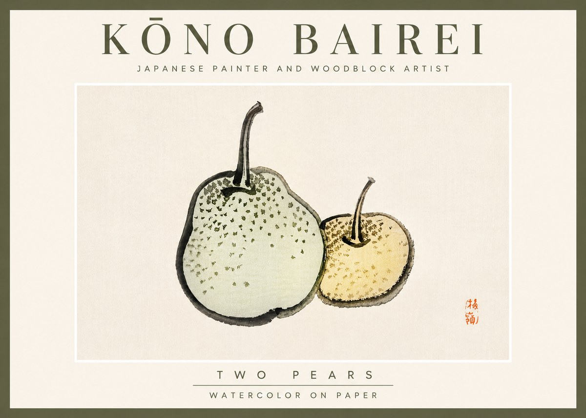 Kōno Bairei Two Pears No6 - Póster
