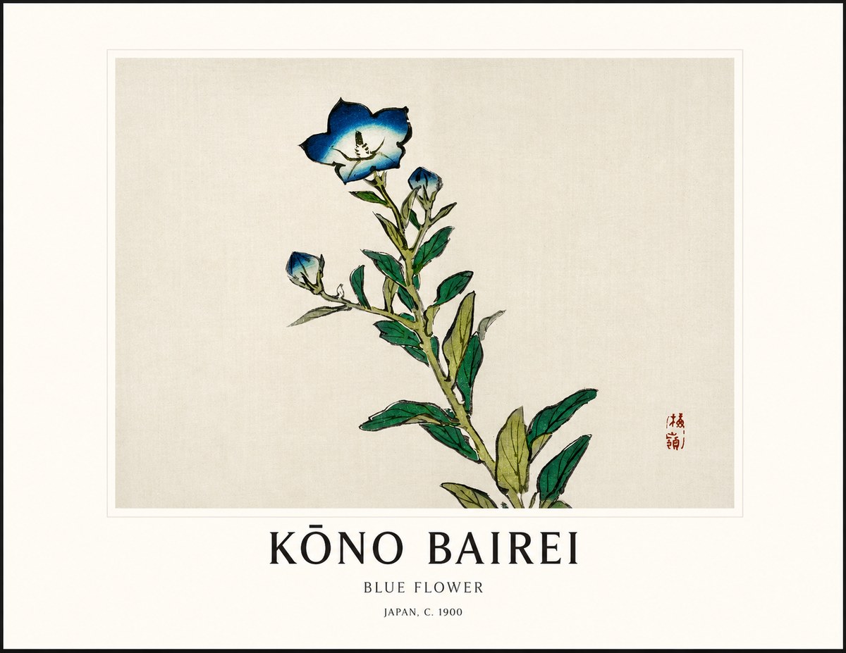 Kōno Bairei Blue Flower No1 - Póster