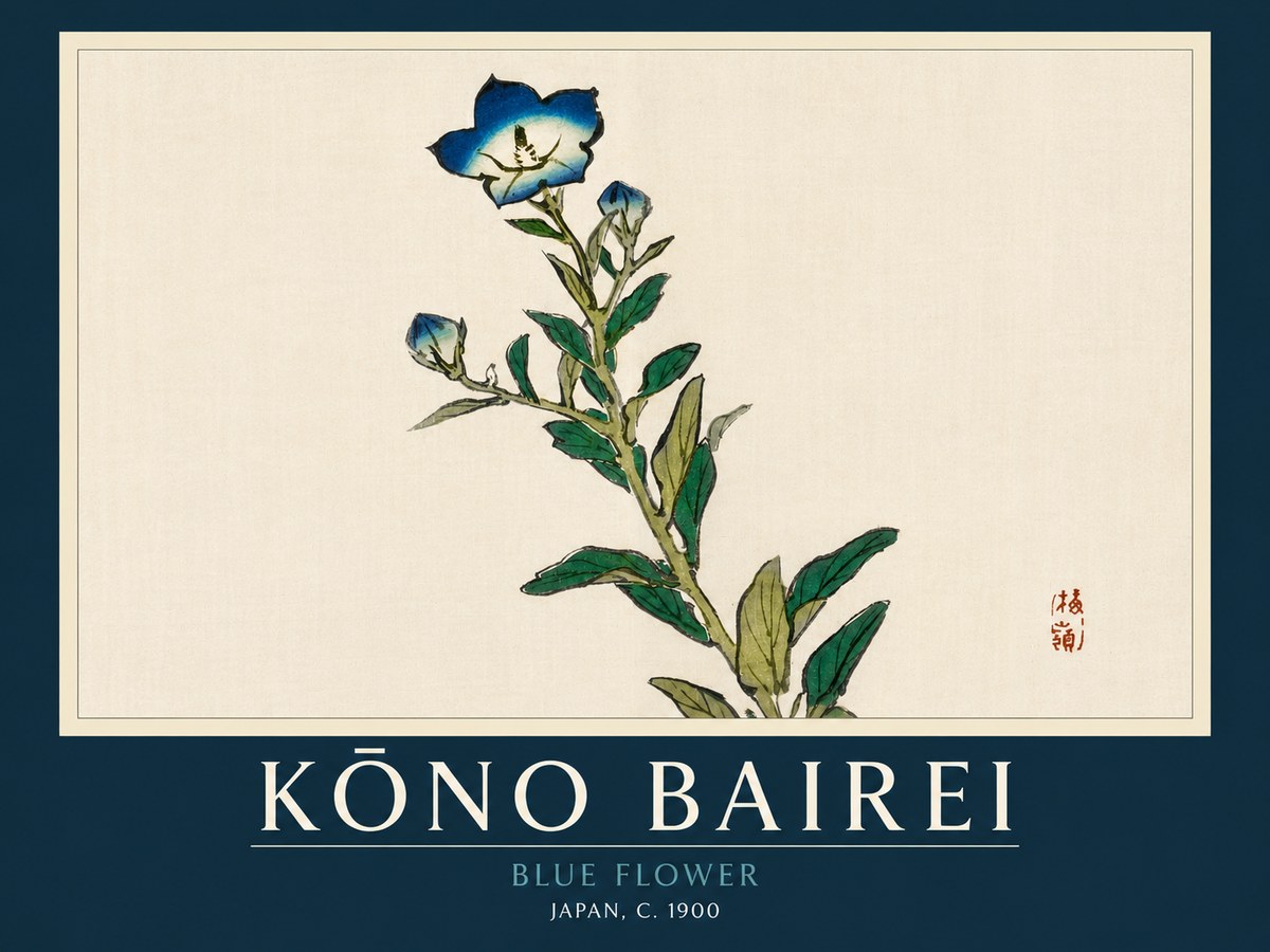 Kōno Bairei Blue Flower No2 - Póster