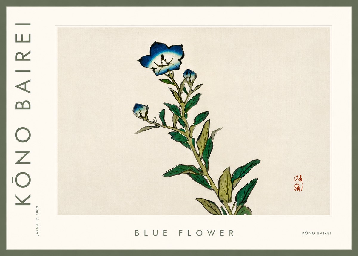 Kōno Bairei Blue Flower No3 - Póster