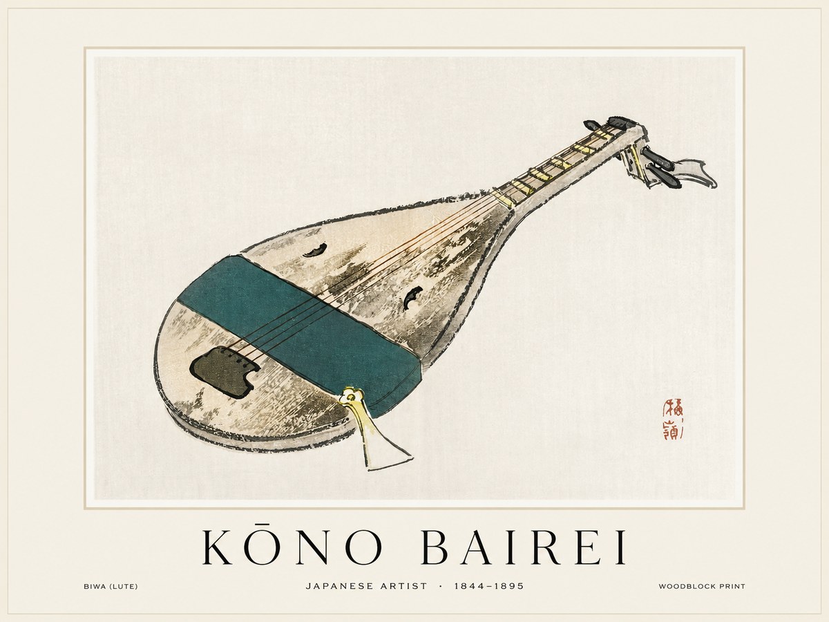 Kōno Bairei Biwa (Lute) No1 - Póster
