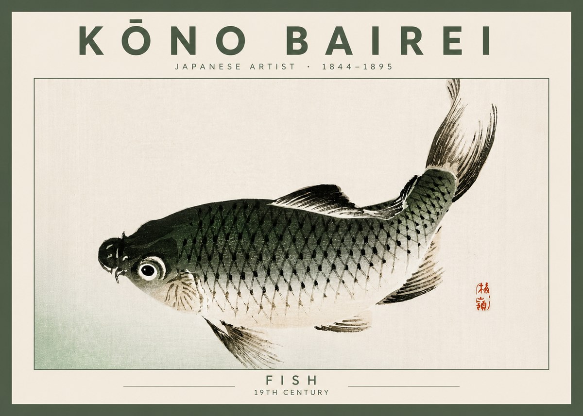 Kōno Bairei Fish I No4 - Póster