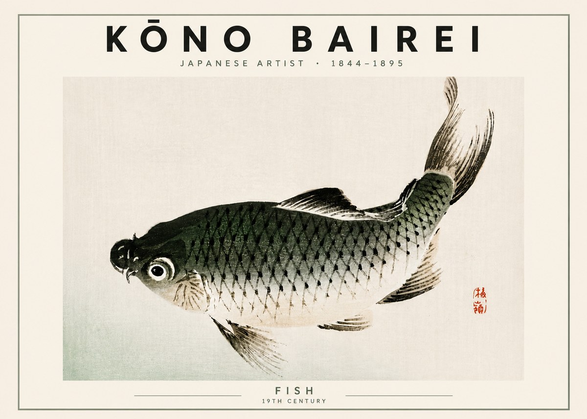 Kōno Bairei Fish I No5 - Póster