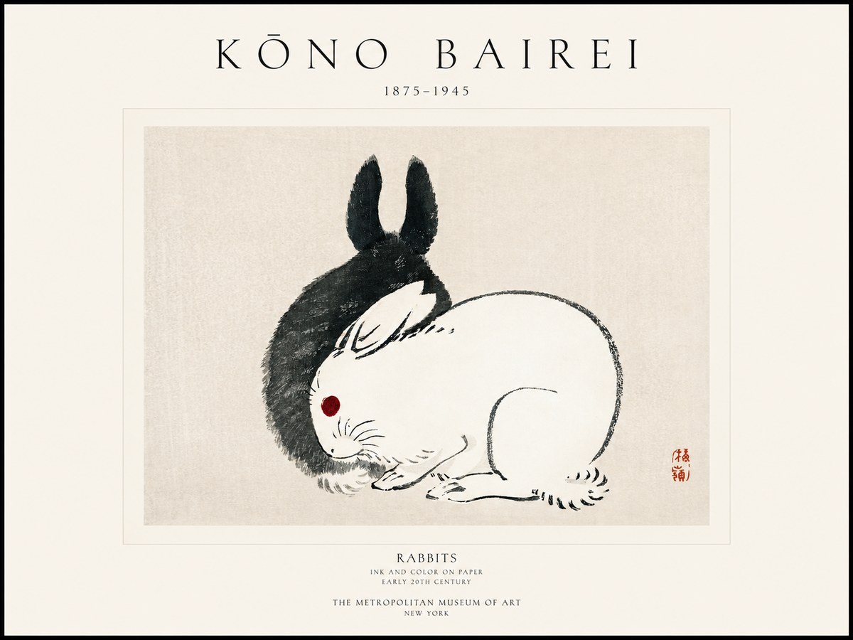 Kōno Bairei Rabbits No1 - Póster