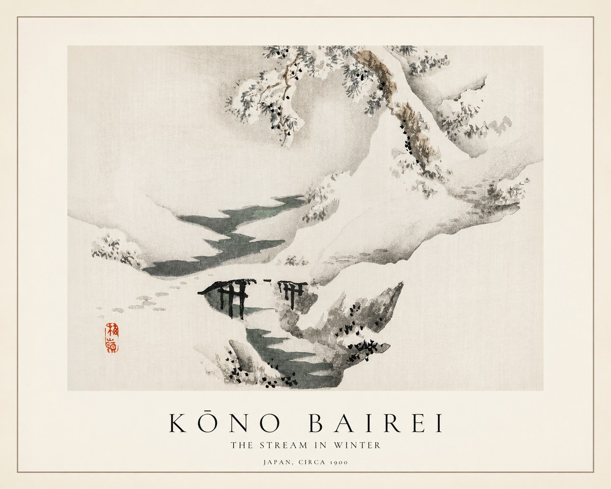 Kōno Bairei The Stream in Winter No1 - Póster