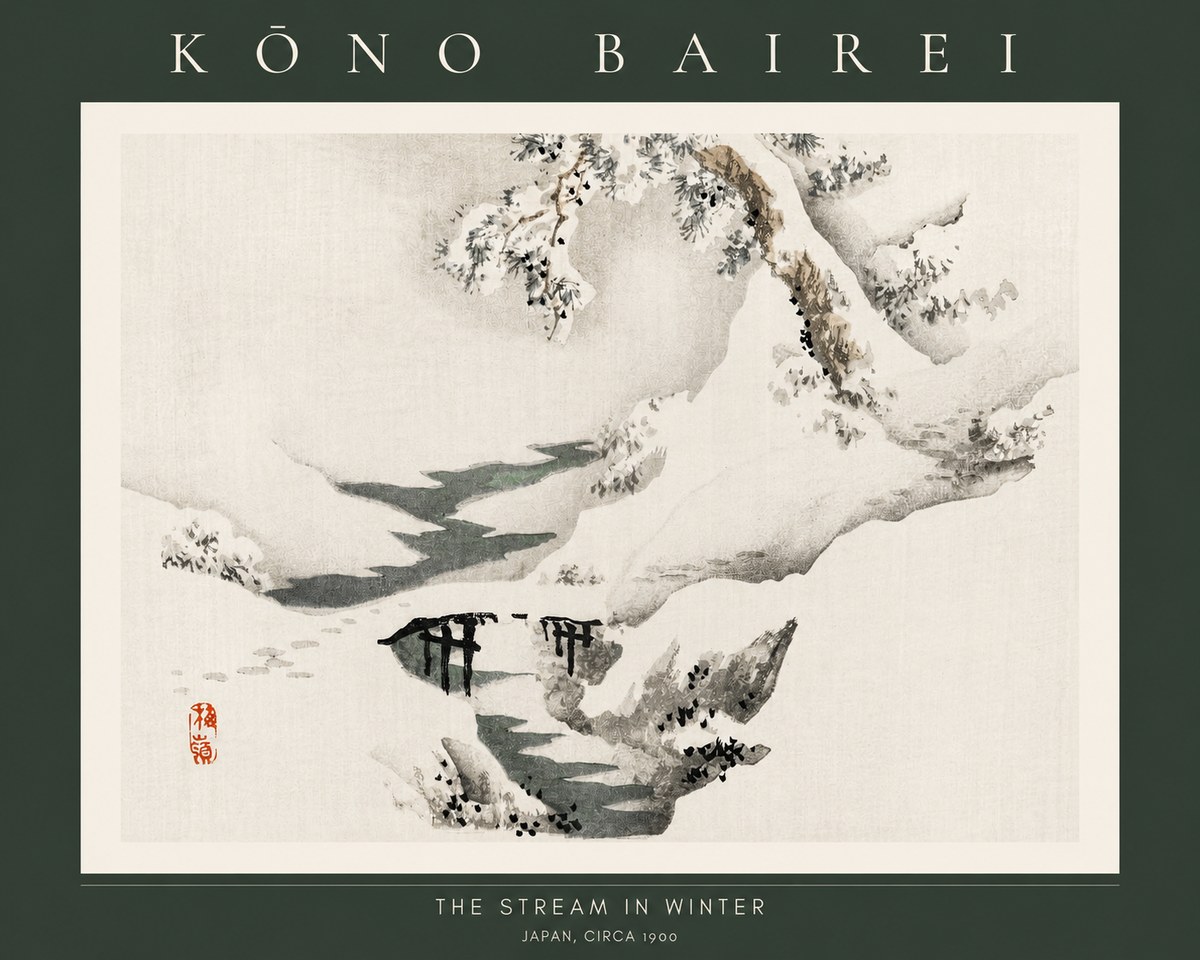 Kōno Bairei The Stream in Winter No2 - Póster