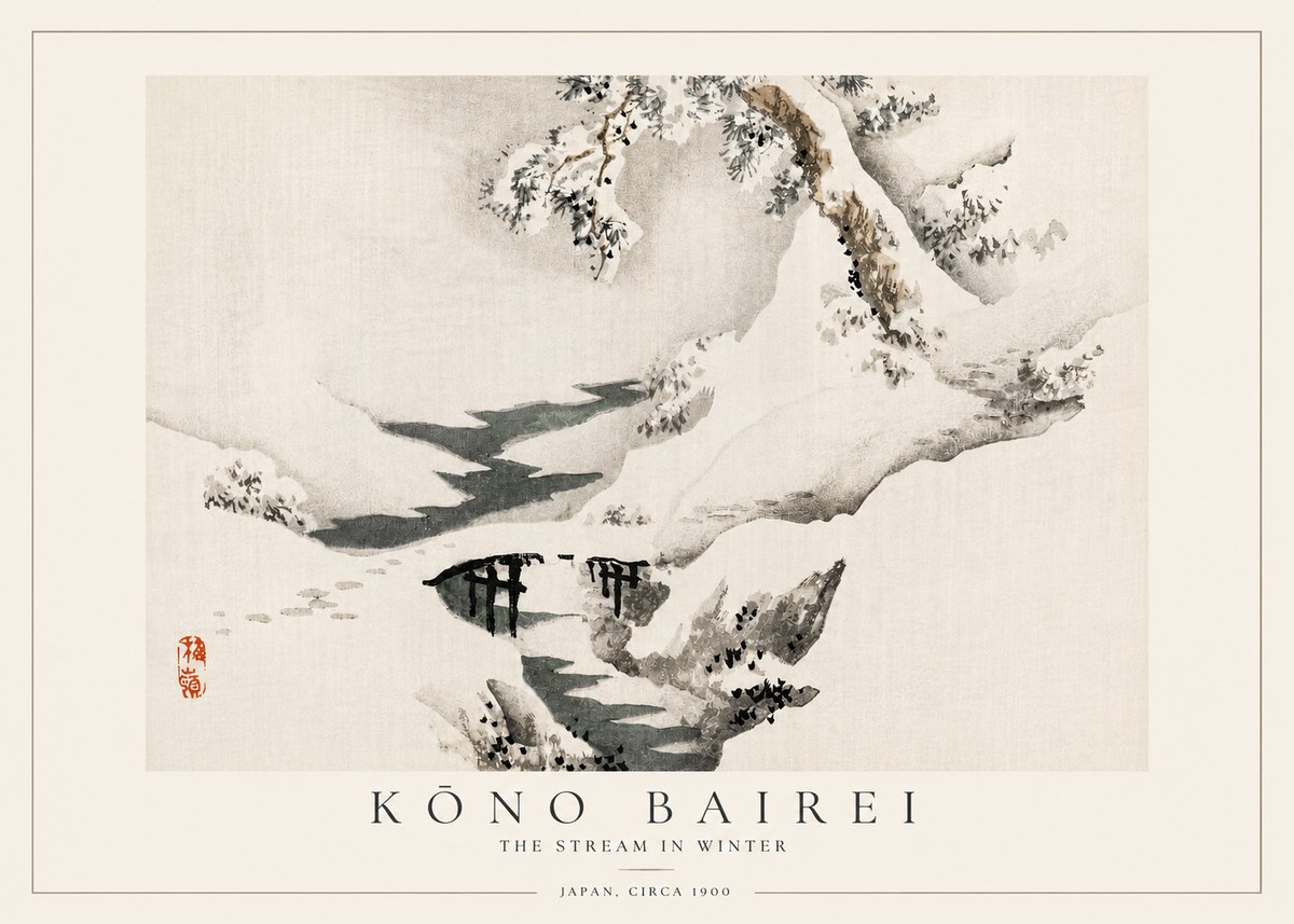 Kōno Bairei The Stream in Winter No3 - Póster