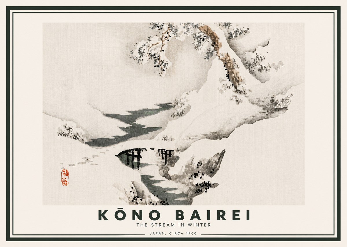 Kōno Bairei The Stream in Winter No4 - Póster