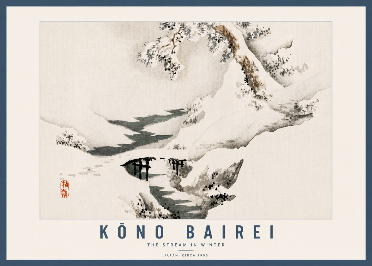 Kōno Bairei The Stream in Winter No6 - Póster