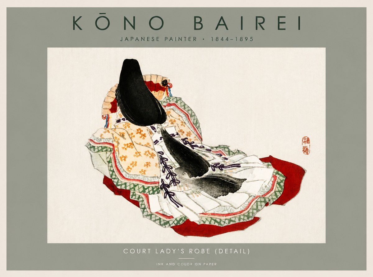 Kōno Bairei Court Lady's Robe (Detail) No2 - Póster