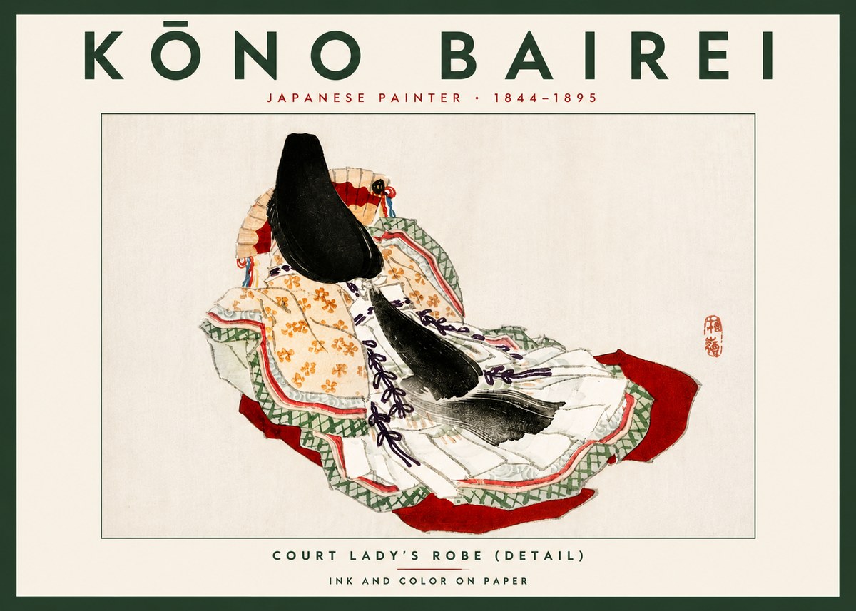 Kōno Bairei Court Lady's Robe (Detail) No5 - Póster