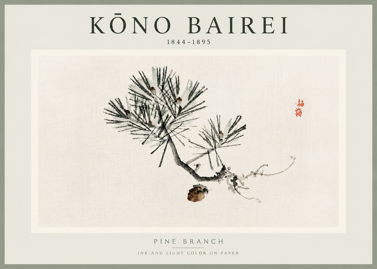 Kōno Bairei Pine Branch No5 - Póster