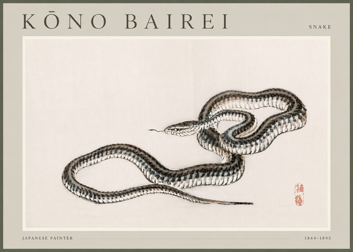 Kōno Bairei Snake No4 - Póster
