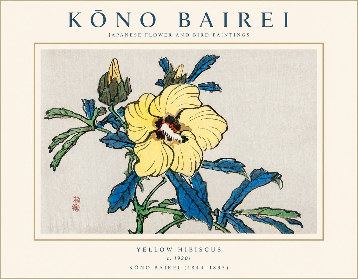 Kōno Bairei Yellow Hibiscus No1 - Póster