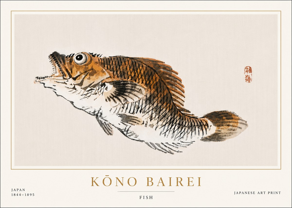 Kōno Bairei Fish II No6 - Póster