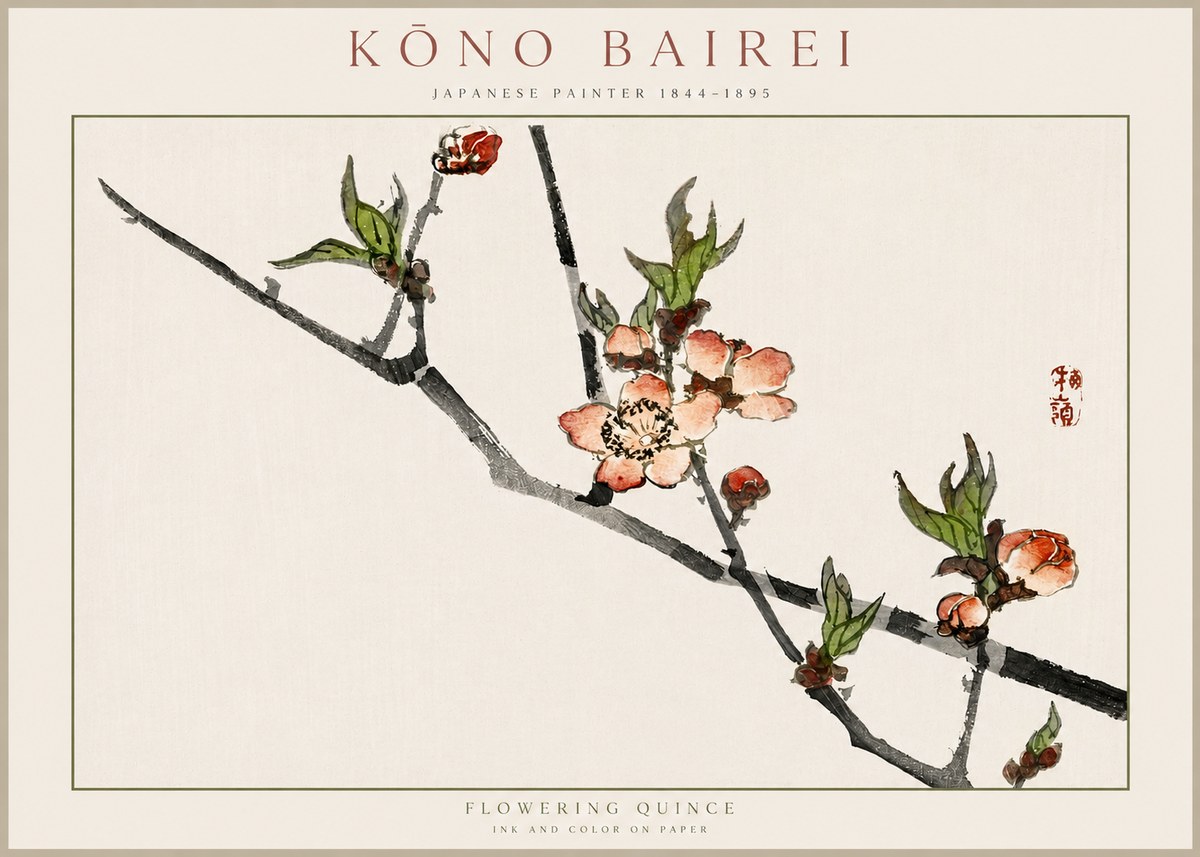 Kōno Bairei Flowering Quince No2 - Póster