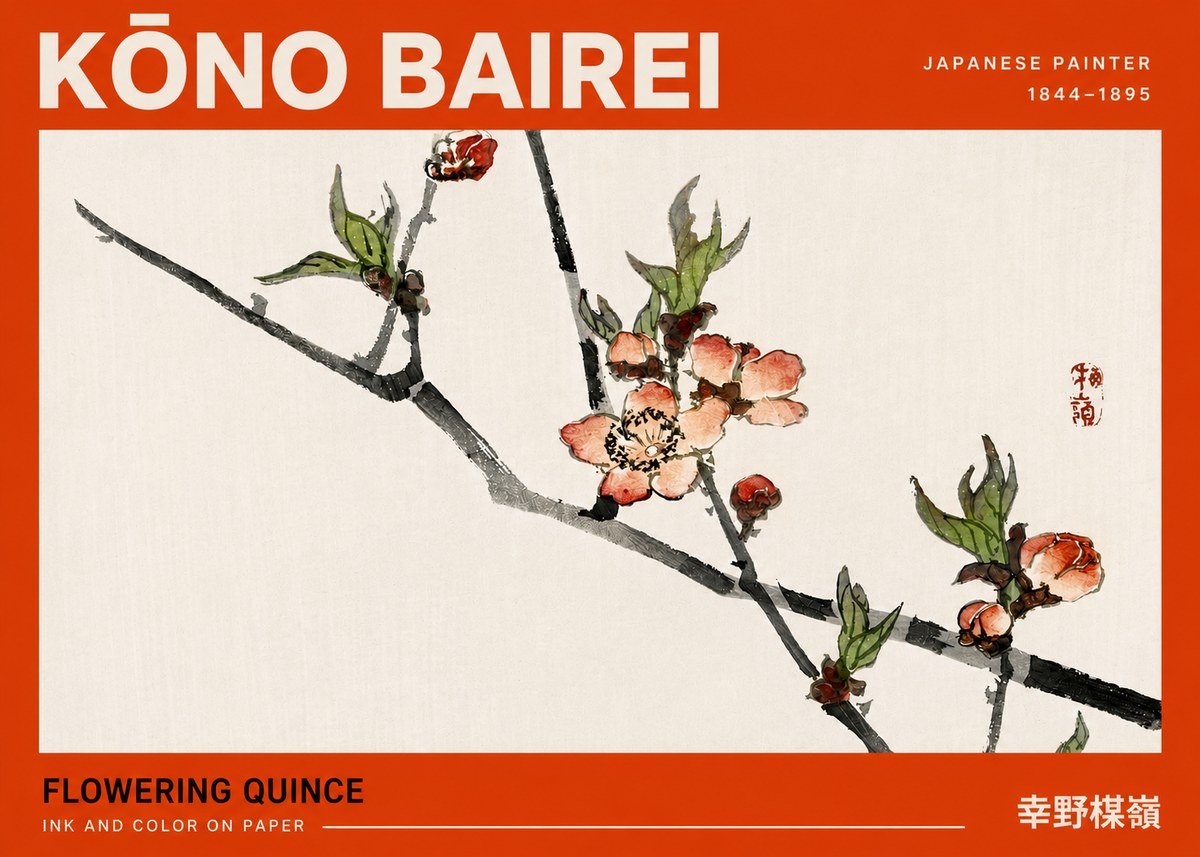Kōno Bairei Flowering Quince No4 - Póster