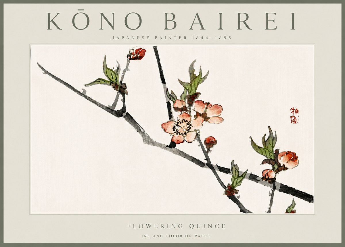 Kōno Bairei Flowering Quince No6 - Póster