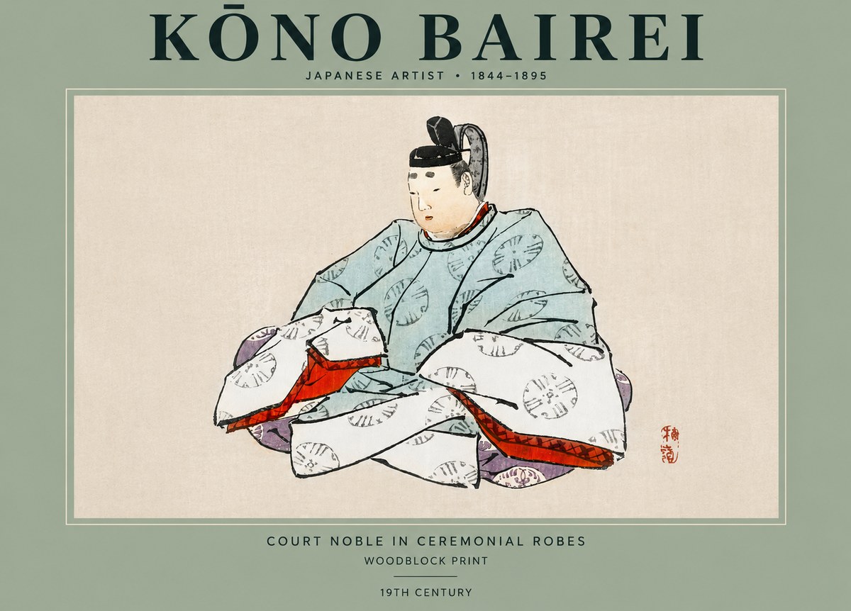 Kōno Bairei Court Noble in Ceremonial Robes No2 - Póster