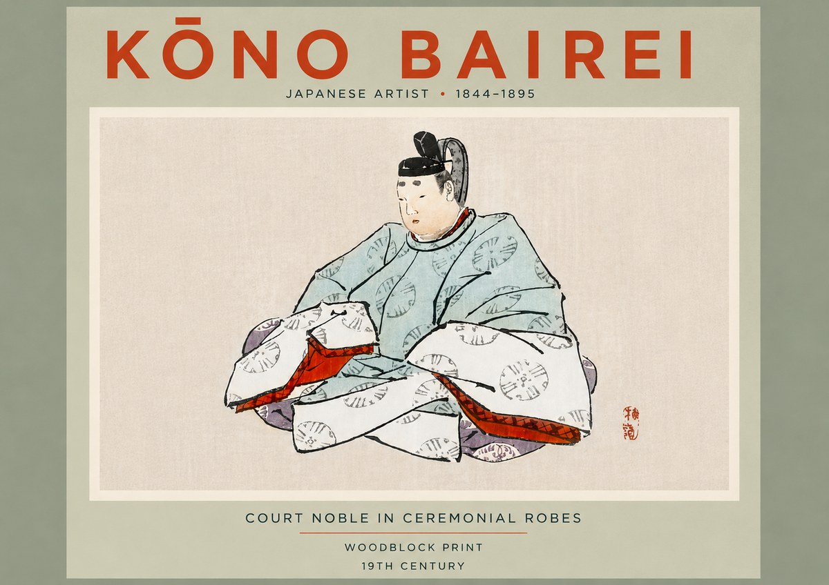 Kōno Bairei Court Noble in Ceremonial Robes No5 - Póster