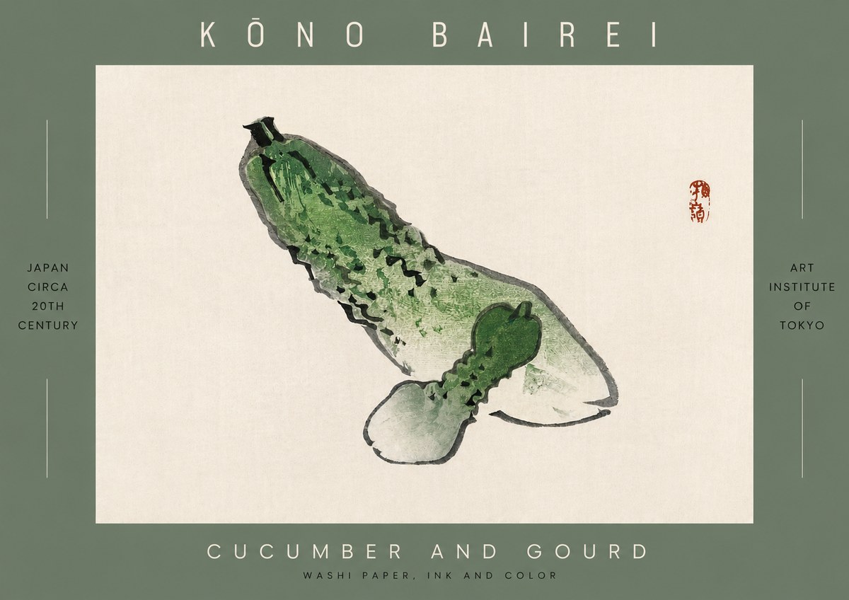 Kōno Bairei Cucumber and Gourd No2 - Póster
