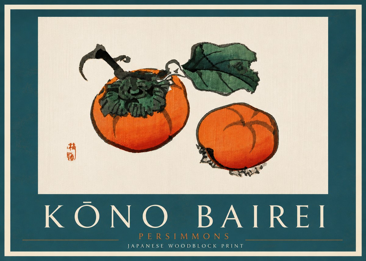Kōno Bairei Persimmons No5 - Póster