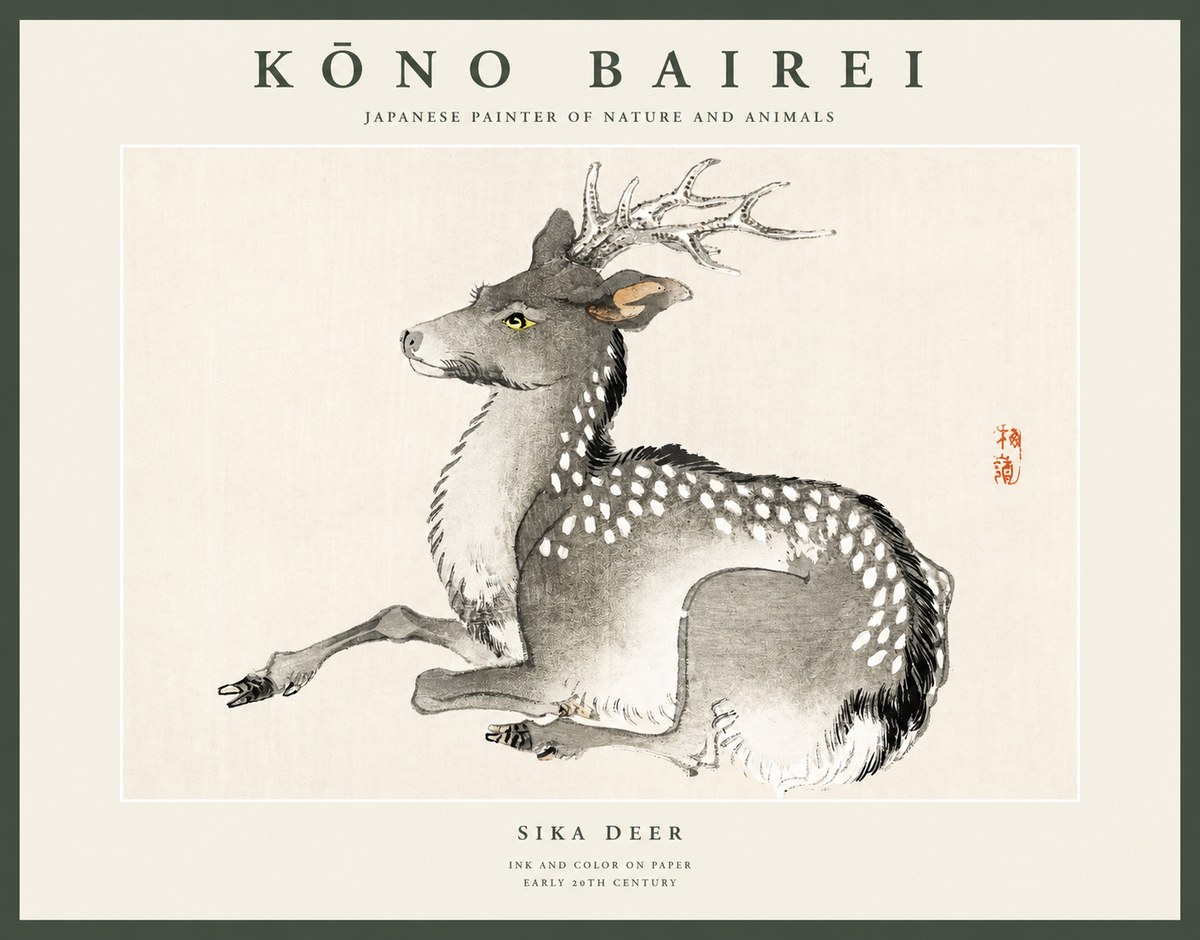Kōno Bairei Sika Deer No1 - Póster