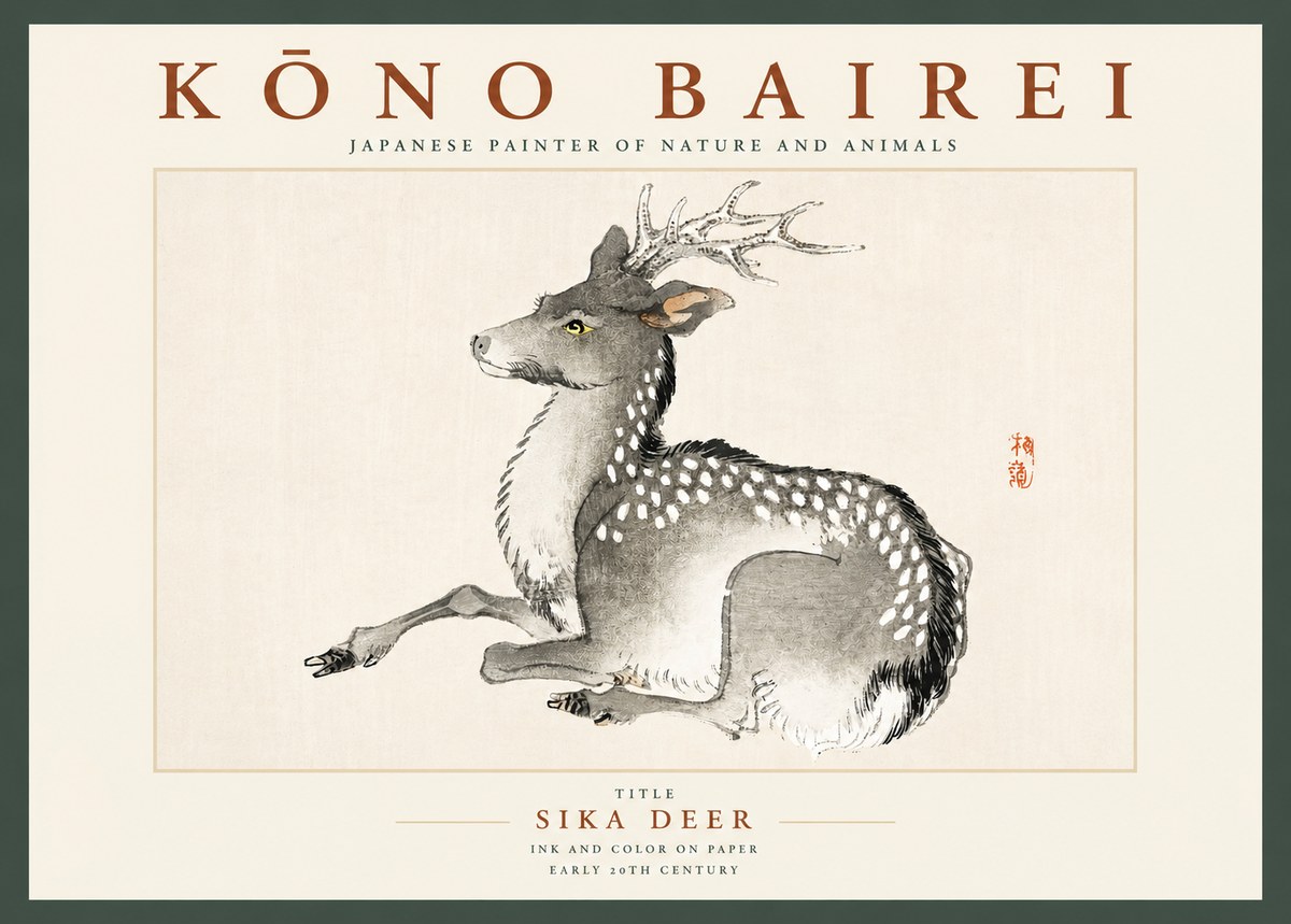 Kōno Bairei Sika Deer No2 - Póster