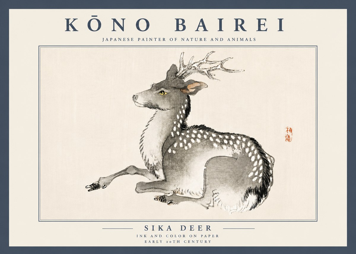 Kōno Bairei Sika Deer No4 - Póster