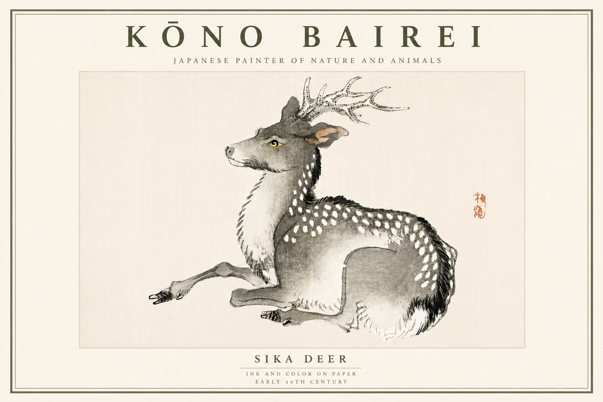 Kōno Bairei Sika Deer No6 - Póster