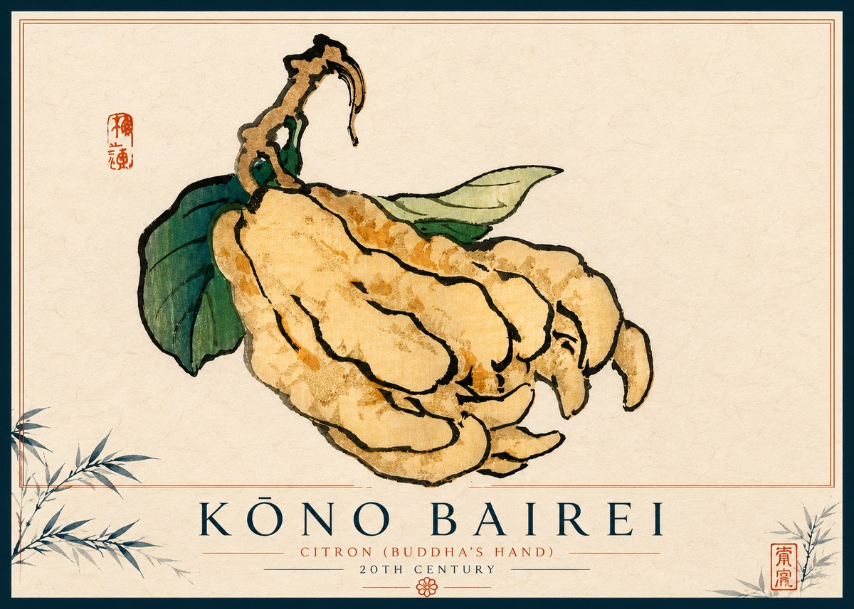 Kōno Bairei Citron (Buddha's Hand) No4 - Póster