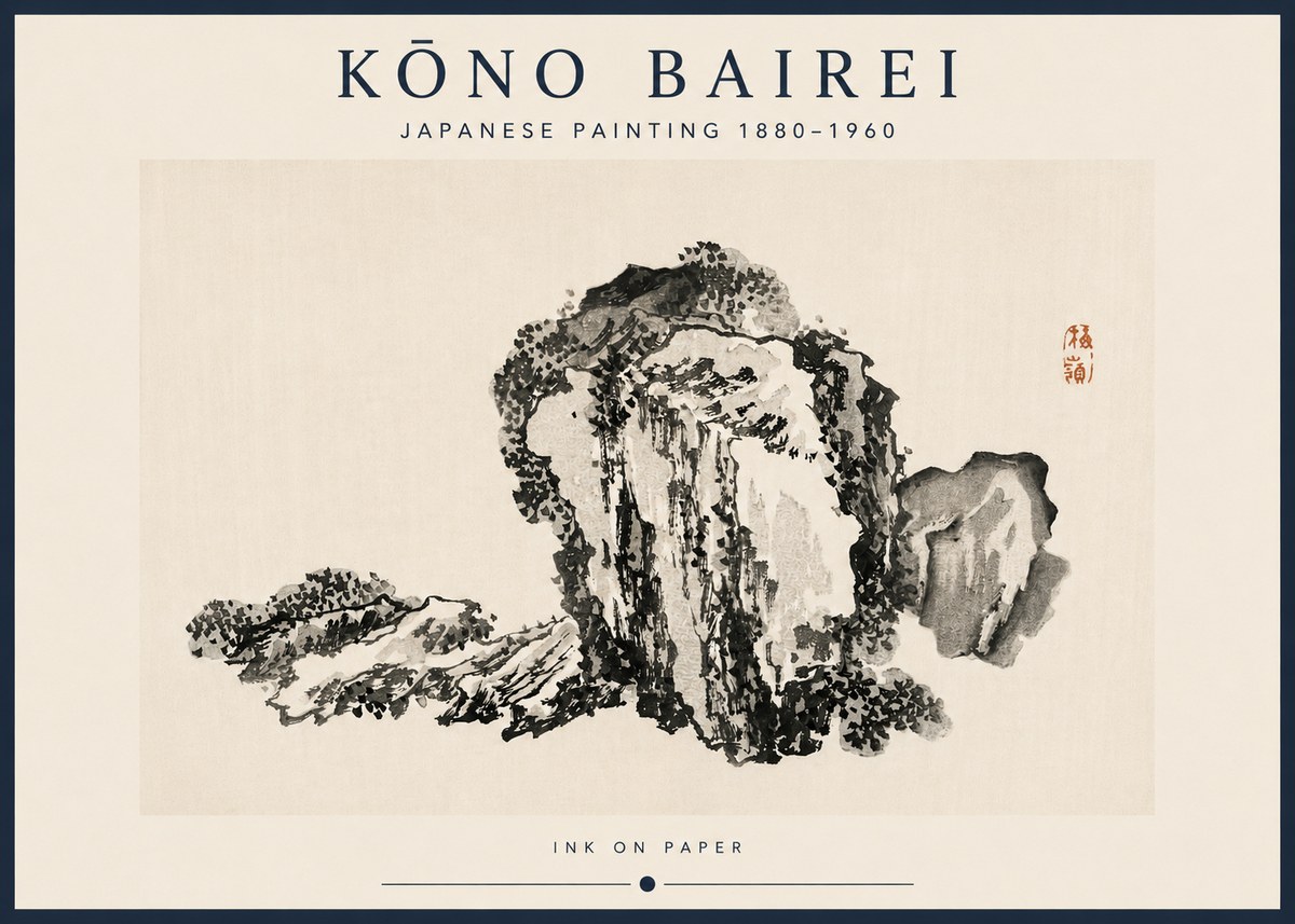 Kōno Bairei Rock Formation No3 - Póster